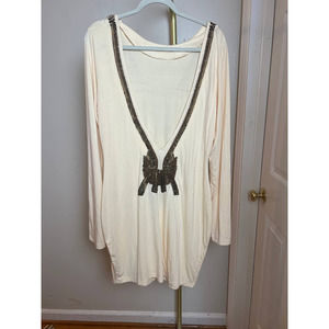ASOS Cream Beaded Open Back Tunic Dress NWT Sz. 14